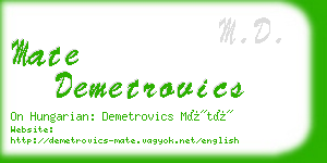 mate demetrovics business card
